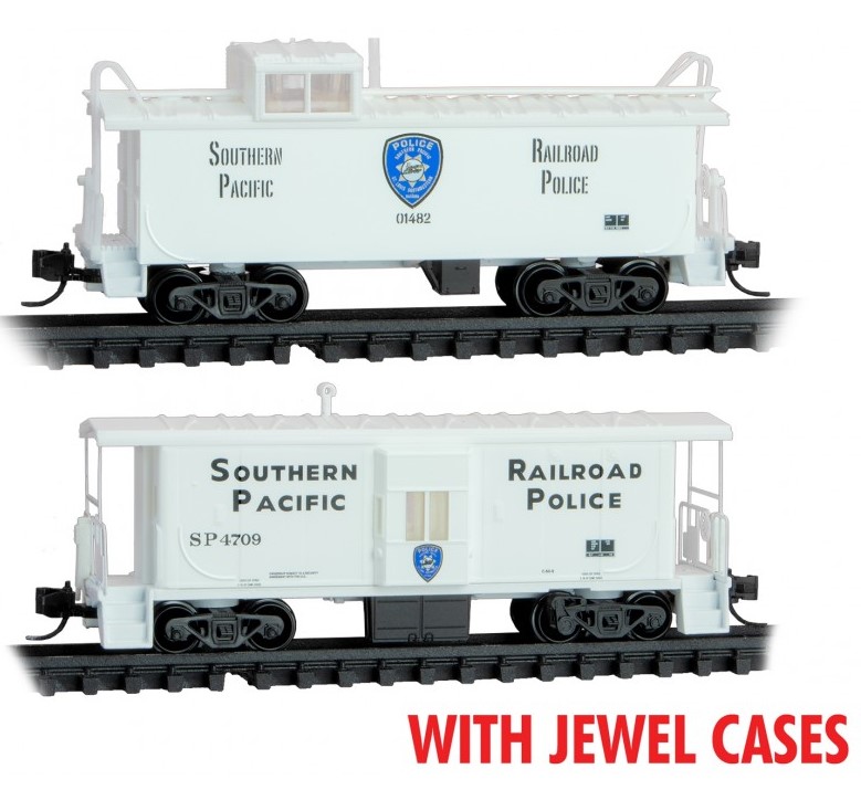 Micro Trains Line N 983 00 212 Bay Window & Steel Cupola Caboose Set Southern Pacific - 2-Pack - Jewel Cases