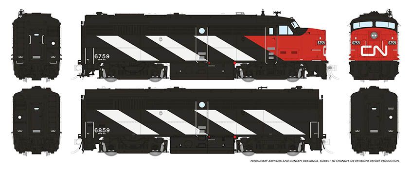 Rapido Trains Inc HO 21608 DCC/ESU LokSound Equipped MLW FPA-2u & FPB-2u Canadian National 'Wet Noodle Scheme' CN #6759 & 6859 - A/B Set