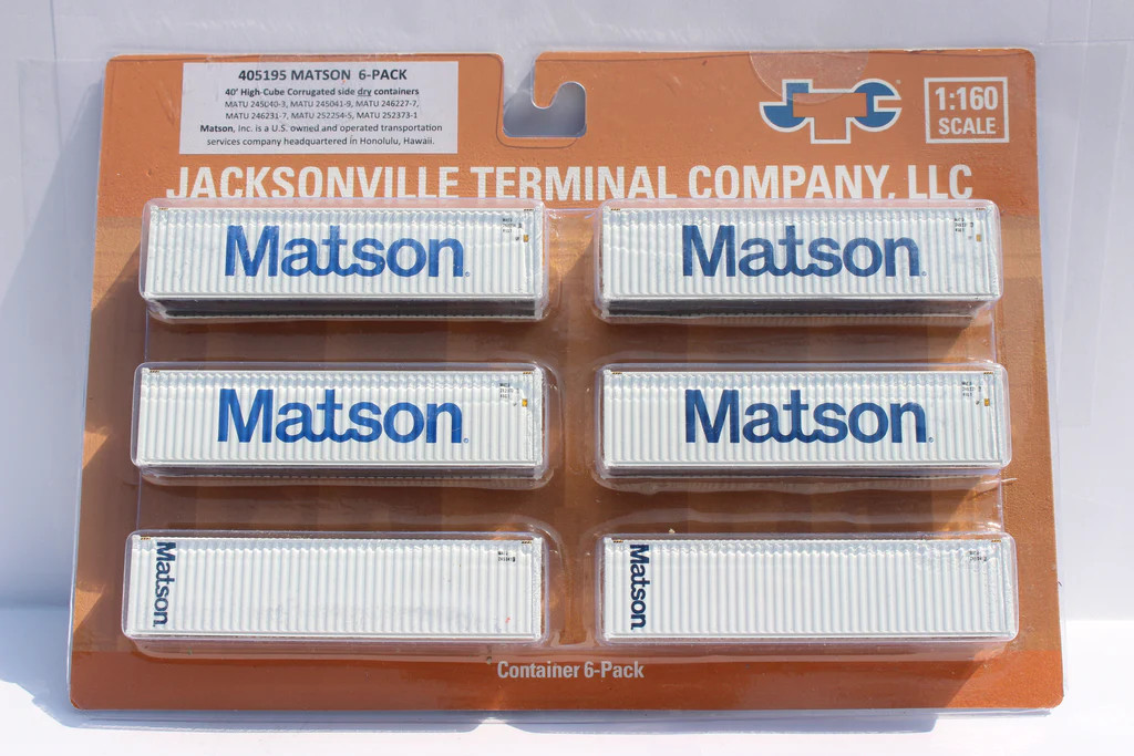 Jacksonville Terminal Company N 405195 40' High Cube Corrugated-side Containers MATSON 'mixed scheme' - 6 Pack
