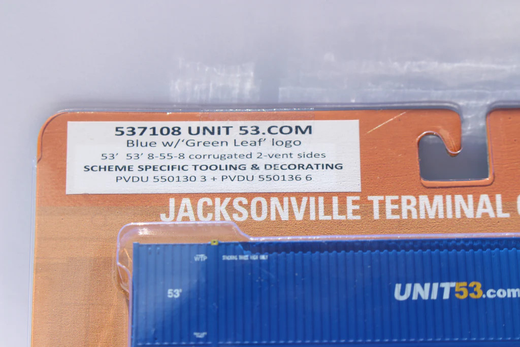 Jacksonville Terminal Company N 537108 53' High Cube Corrugated Side Containers 'Unit 53.com Green Leaf' Logo - 2-Pack