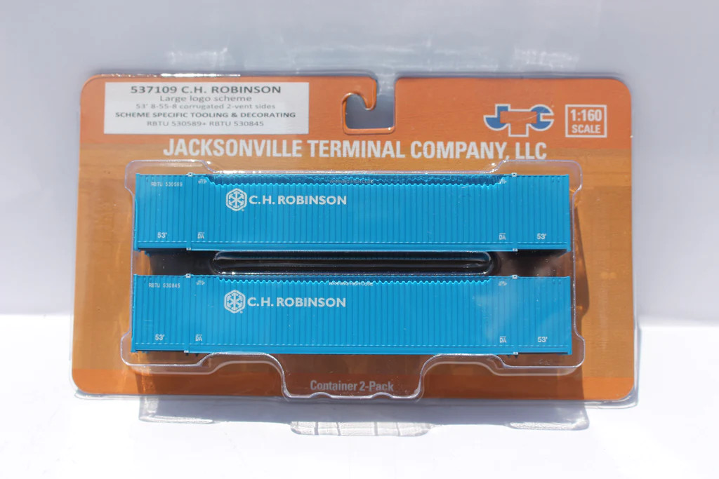 Jacksonville Terminal Company N 537109 53' High Cube Corrugated Side Containers CH Robinson 'Large Logo scheme' - 2-Pack