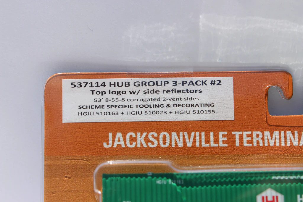 Jacksonville Terminal Company N 537114 53' High Cube Corrugated Side Containers HUB GROUP with Top Logo Set #2 - 3-Pack
