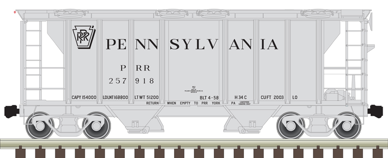 Atlas Trainman HO 20006567 PS-2 Covered Hopper Car Pennsylvania Railroad PRR #257869