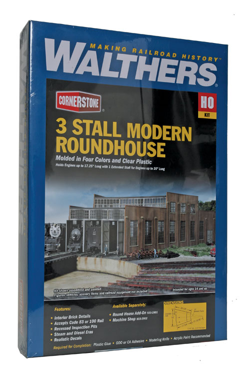 Walthers Cornerstone HO 933-2900 3-Stall Modern Roundhouse - Kit