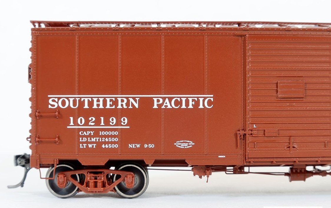 Tangent Scale Models HO 23120-05 Pullman-Standard Southern Pacific Lines Postwar 40’6” Box Car w/ 7′ Door Southern Pacific Brown B-50-28 'Delivery 1950+' SP #102230