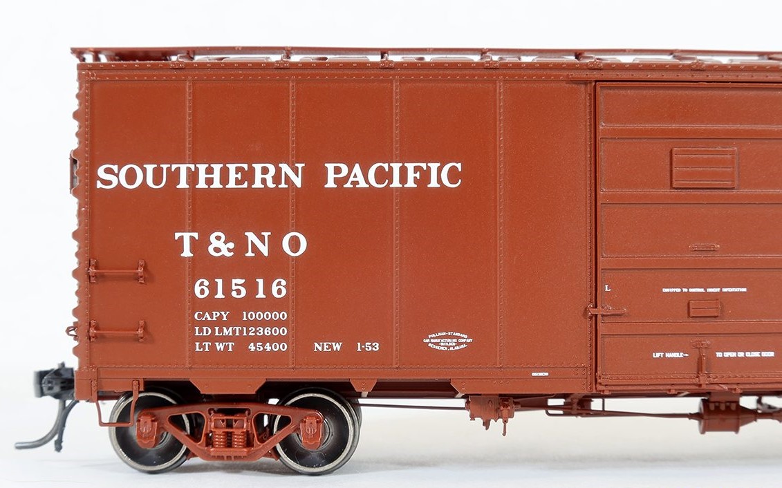 Tangent Scale Models HO 23121-02 Pullman-Standard Southern Pacific Lines Postwar 40’6” Box Car w/ 7′ Door Texas & New Orleans Brown B-50-32 'Delivery 1953+' T&NO #61485