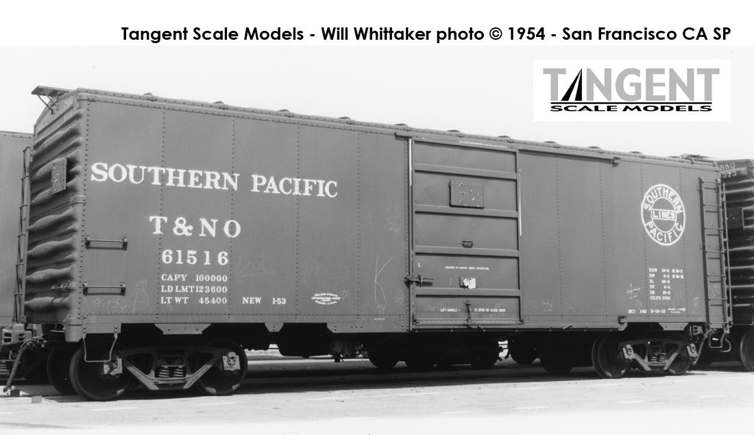 Tangent Scale Models HO 23121-04 Pullman-Standard Southern Pacific Lines Postwar 40'6" Box Car w/ 7′ Door Texas & New Orleans Brown B-50-32 'Delivery 1953+' T&NO #61527