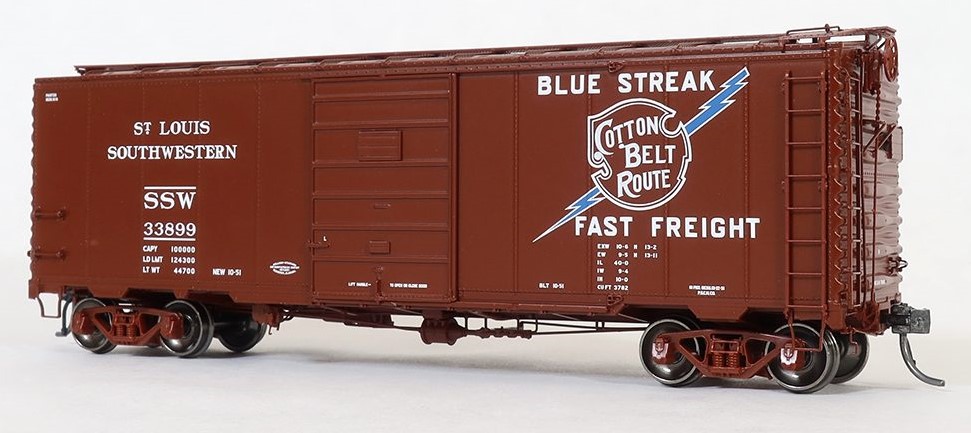 Tangent Scale Models HO 23122-02 Pullman-Standard Southern Pacific Lines Postwar 40’6” Box Car w/ 7′ Door St. Louis Southwest Brown 'Delivery 1951+' SSW #33859