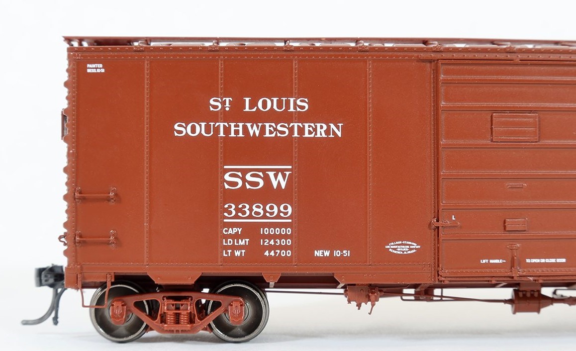 Tangent Scale Models HO 23122-10 Pullman-Standard Southern Pacific Lines Postwar 40’6” Box Car w/ 7′ Door St. Louis Southwest Brown 'Delivery 1951+' SSW #33927