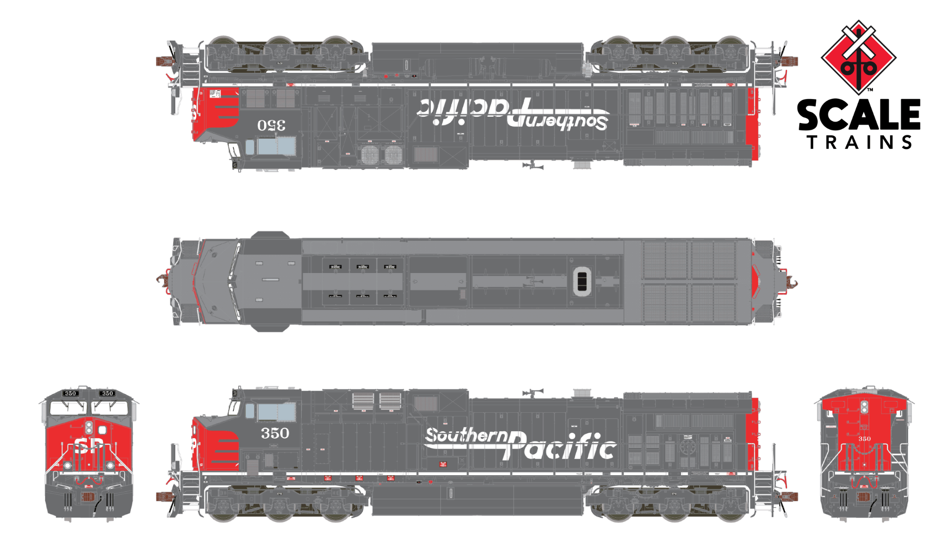 ScaleTrains Rivet Counter HO SXT38478 DCC Ready GE AC4400CW Southern Pacific 'Speed Lettering' SP #142