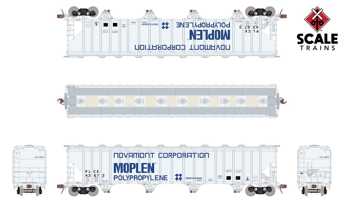 ScaleTrains Rivet Counter HO SXT33684 Pullman-Standard 5820 Covered Hopper Pullman Leasing 'Novamont' PLCX #43623