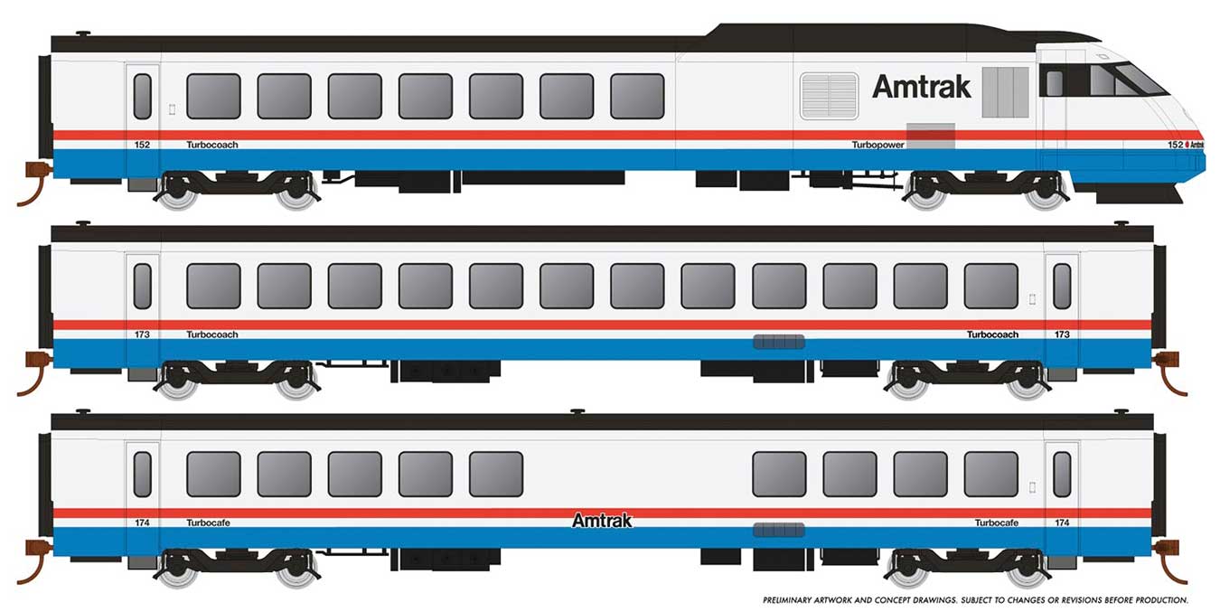 Rapido Trains Inc HO 25503 DCC/ESU LokSound Equipped RTL Turboliner - Set #2 - Amtrak Phase III 'Late' - 5-Unit Set
