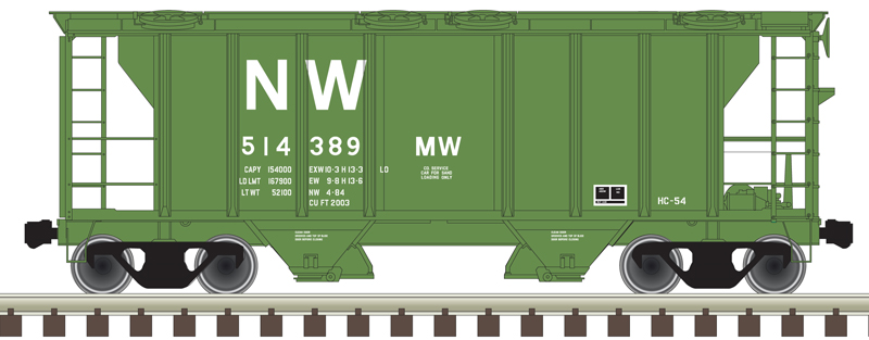 Atlas Trainman N 50005904 Pullman-Standard PS-2 2-Bay Covered Hopper Norfolk & Western 'MOW green' NW #514389