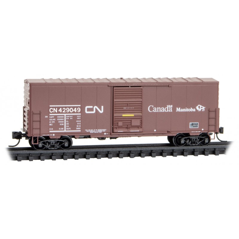 Micro Trains Line N 983 00 214 40' Single Door Boxcar Canadian National 'Buffalo Boxcars' - 4-Pack - Jewel Cases