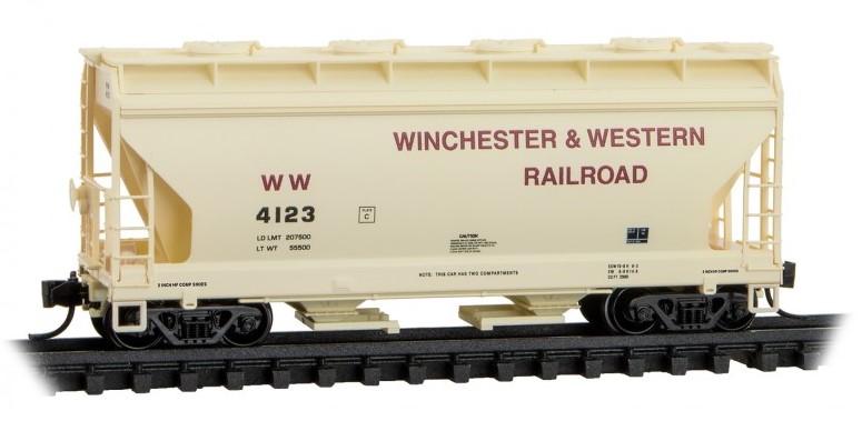 Micro Trains Line N 092 00 570 2-Bay Covered Hopper Winchester & Western WW #4123