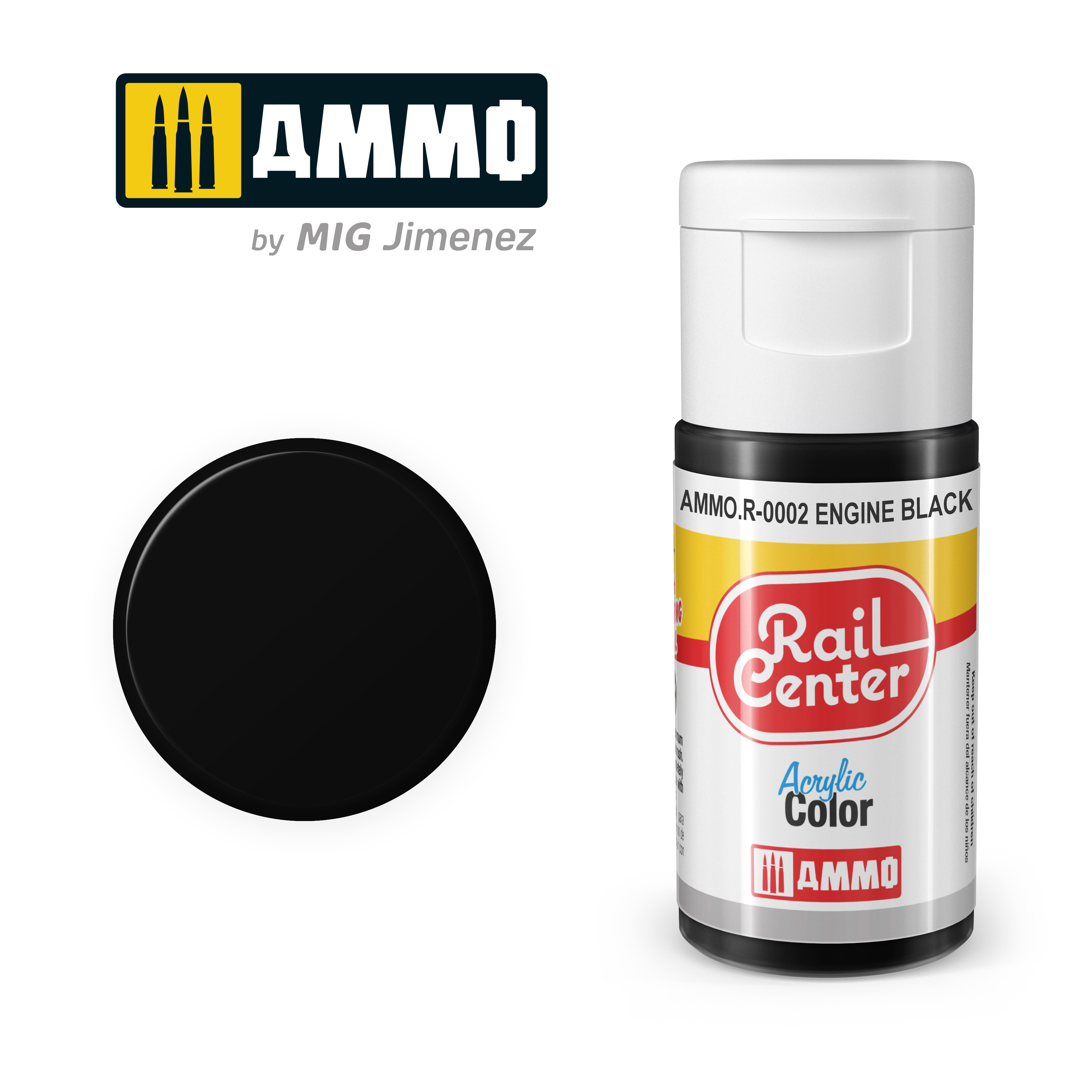 AMMO RailCenter Acrylic Color AMMO.R-0002 ENGINE BLACK  - 15ml Bottle