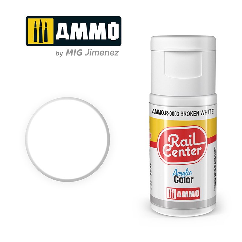 AMMO RailCenter Acrylic Color AMMO.R-0003 BROKEN WHITE - 15ml Bottle