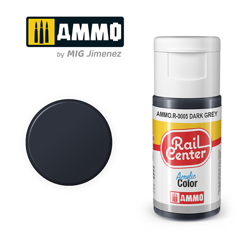 AMMO RailCenter Acrylic Color AMMO.R-0005 DARK GRAY - 15ml Bottle