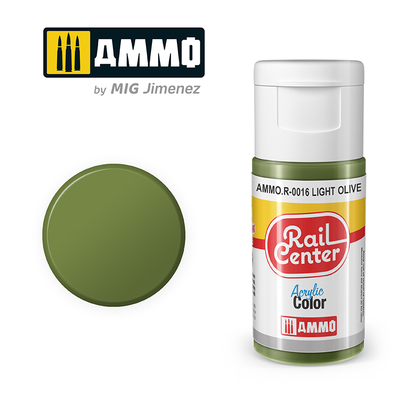 AMMO RailCenter Acrylic Color AMMO.R-0016 LIGHT OLIVE - 15ml Bottle