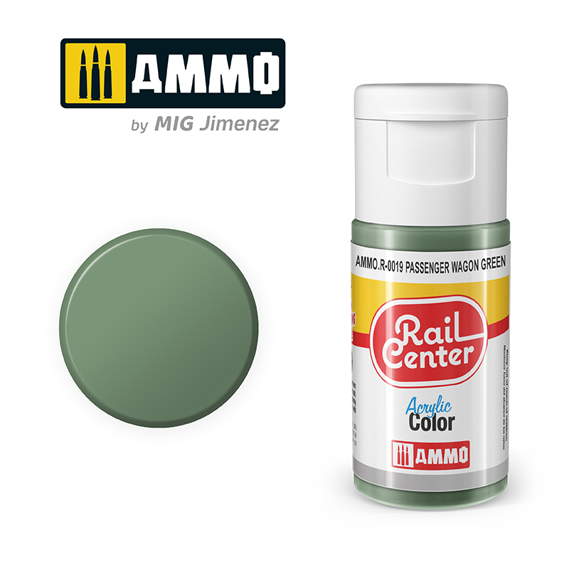 AMMO RailCenter Acrylic Color AMMO.R-0019 PASSENGER WAGON GREEN - 15ml Bottle