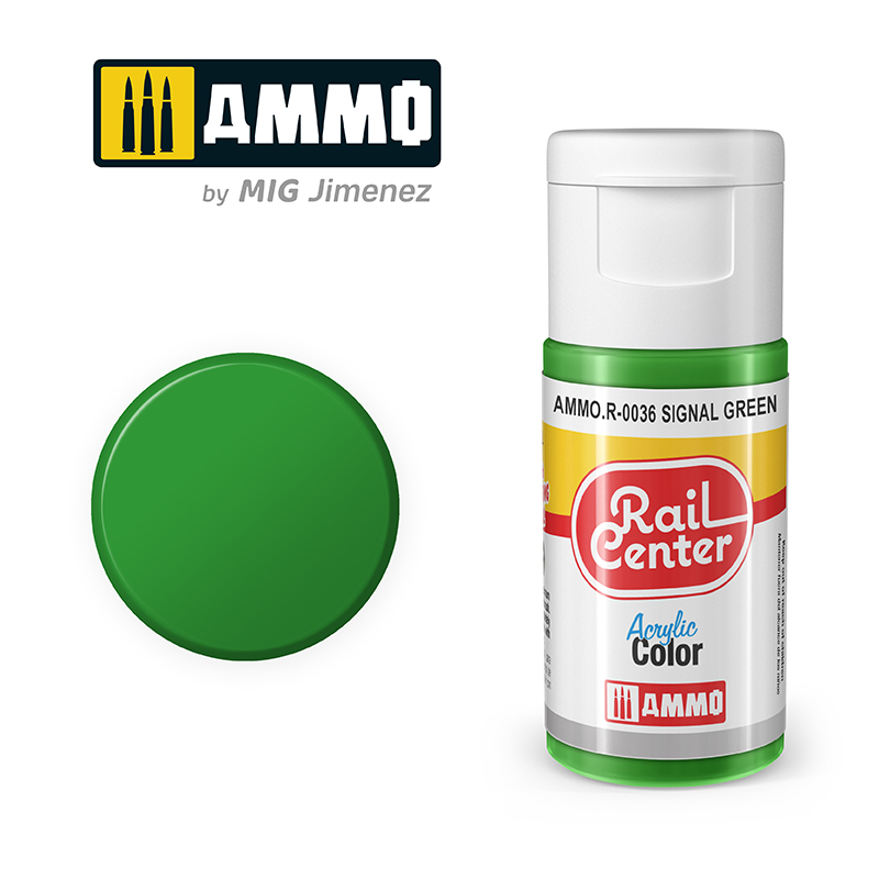 AMMO RailCenter Acrylic Color AMMO.R-0036 SIGNAL GREEN - 15ml Bottle