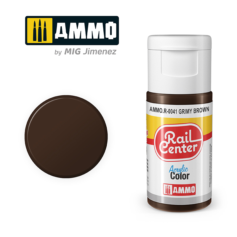AMMO RailCenter Acrylic Color AMMO.R-0041 GRIMY BROWN - 15ml Bottle