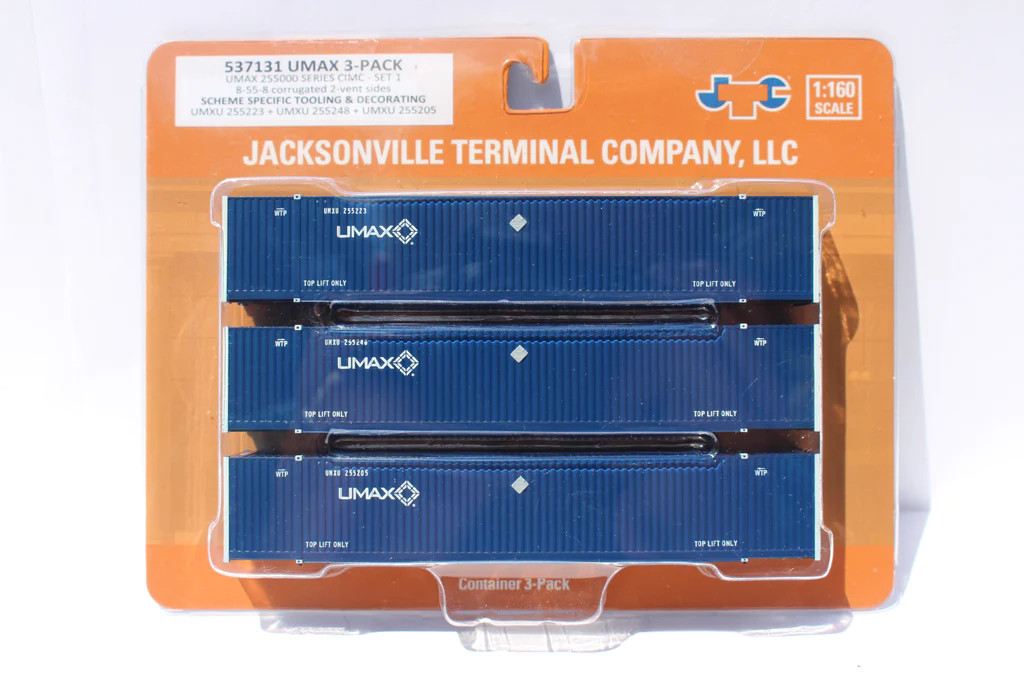 Jacksonville Terminal Company N 537131 53' High Cube Corrugated Side Containers UMAX UP/CSX domestic program - 3-Pack