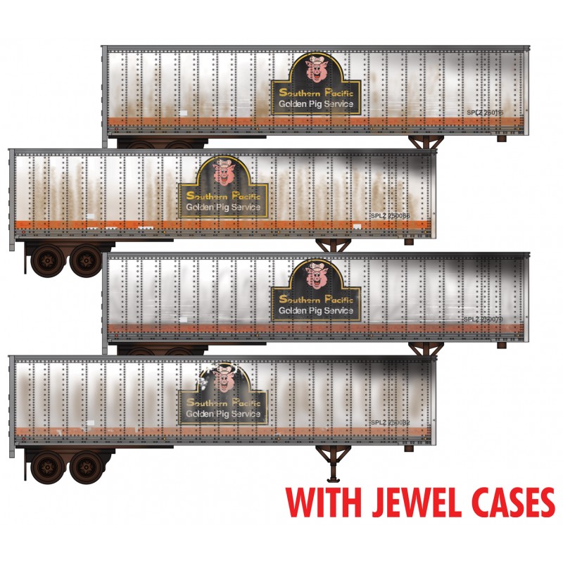 Micro Trains Line N 983 02 224 45' Van Trailer Weathered Southern Pacific  'Golden Pig' - 4-Pack - Jewel Cases