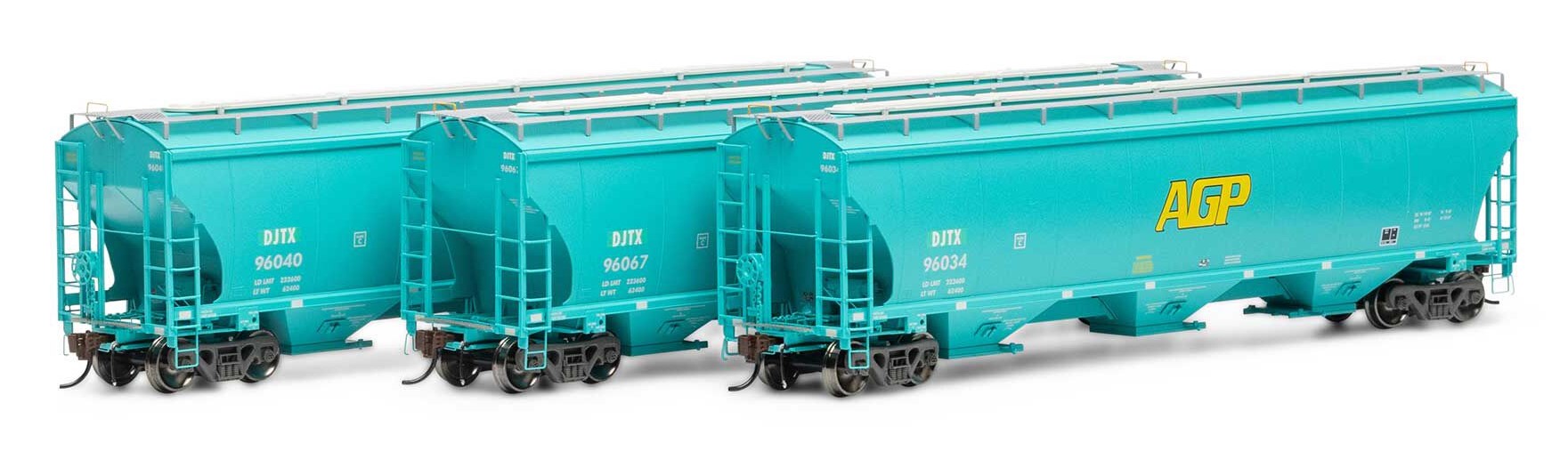 Athearn Genesis HO ATHG97150 Trinity 3-Bay Covered Hoppers AGP DJTX #2 - 3-Pack