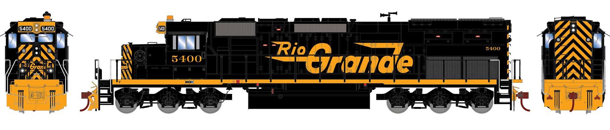 Athearn HO ATH73144 DCC/Tsunami 2 Equipped EMD SD40T-2 Locomotive Rio Grande D&RGW #5400