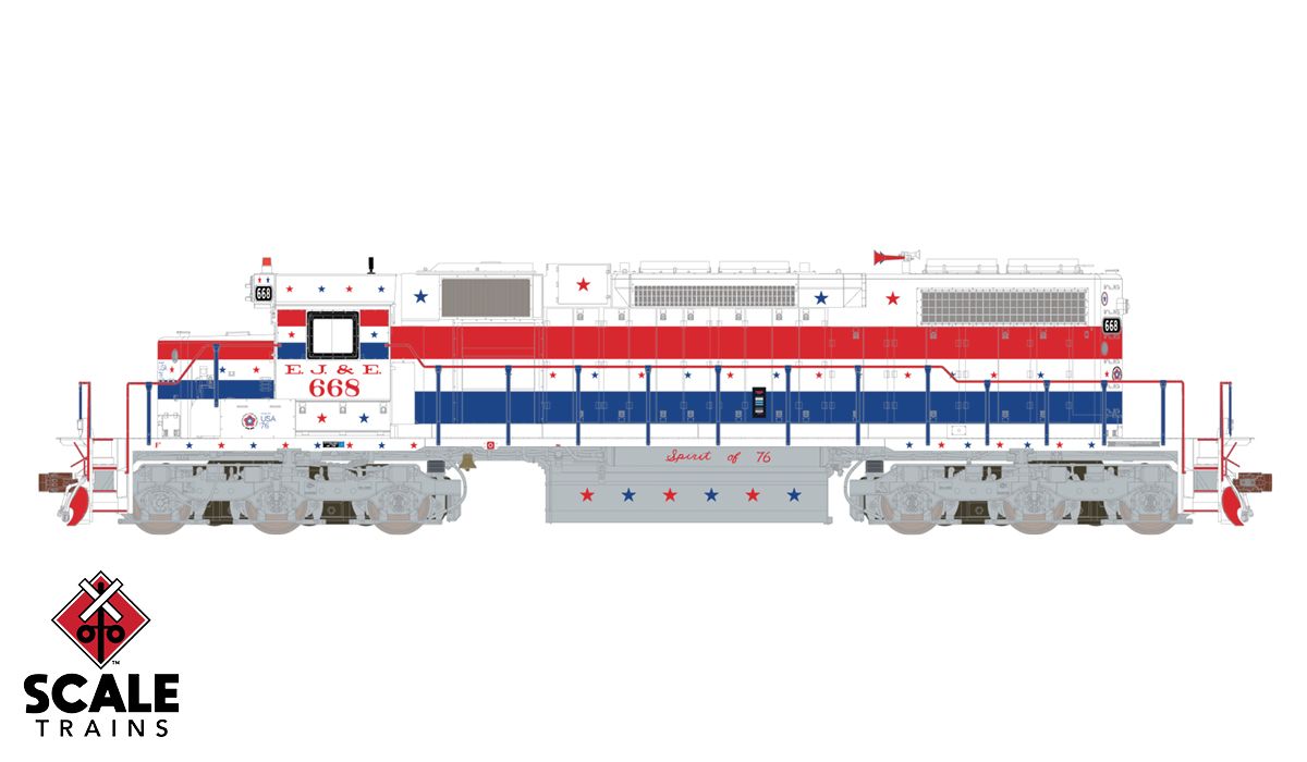 ScaleTrains Rivet Counter HO SXT33127 DCC/ESU Loksound 5 Equipped EMD SD38-2 Elgin Joliet and Eastern 'Bicentennial' EJ&E #668