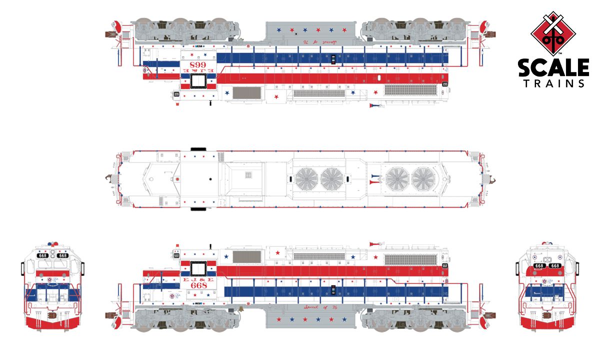 ScaleTrains Rivet Counter HO SXT33128 DCC Ready EMD SD38-2 Elgin Joliet and Eastern 'Bicentennial' EJ&E #668