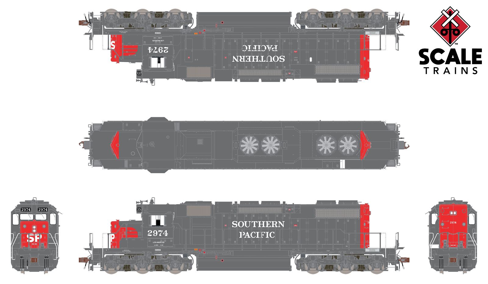 ScaleTrains Rivet Counter HO SXT33149 DCC/ESU Loksound 5 Equipped EMD SD38-2 Southern Pacific SP #2972