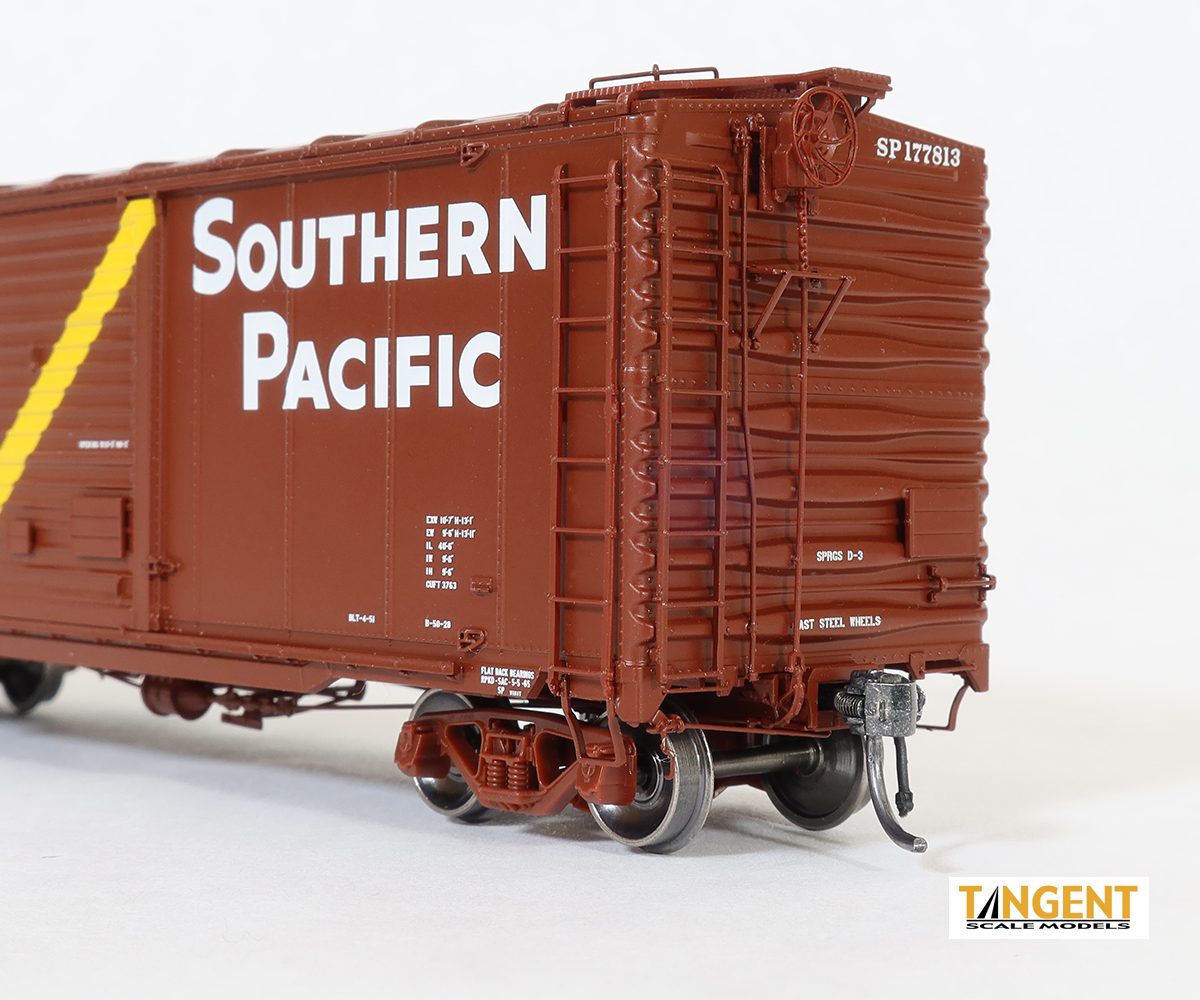 Tangent Scale Models HO 23010-04 SP Sacramento Shops Rebuilt 40-Foot Box Car With 10-Foot Doors 'Southern Pacific Brown Repaint 1965+' SP #177836