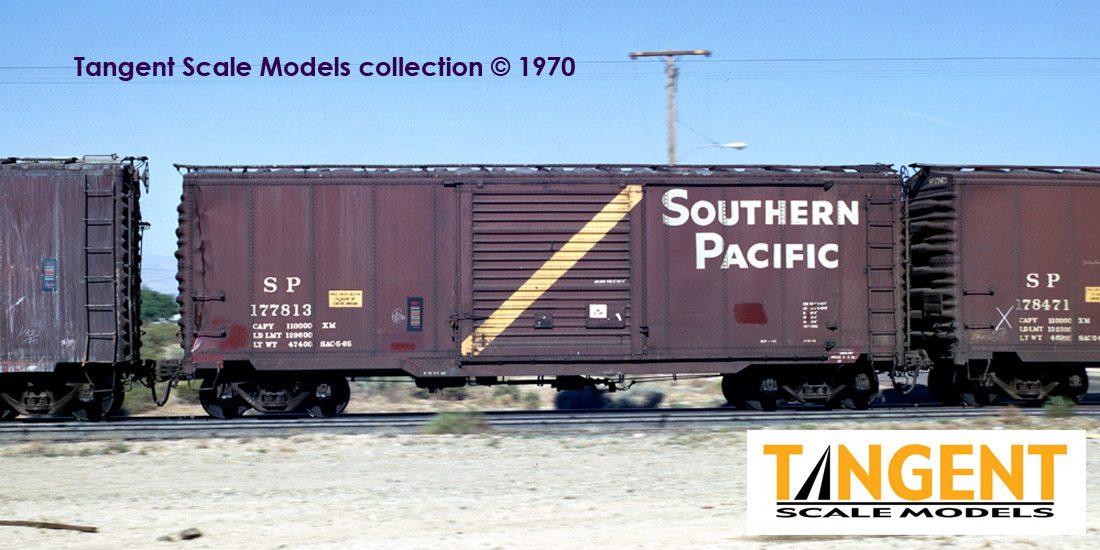 Tangent Scale Models HO 23010-04 SP Sacramento Shops Rebuilt 40-Foot Box Car With 10-Foot Doors 'Southern Pacific Brown Repaint 1965+' SP #177836