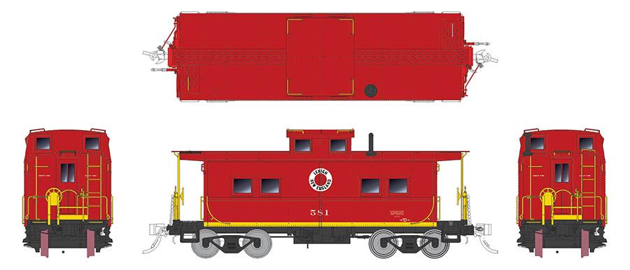 Rapido Trains Inc HO 144007 Northeastern-style Steel Caboose Lehigh & New England 'Red Scheme' LNE #580