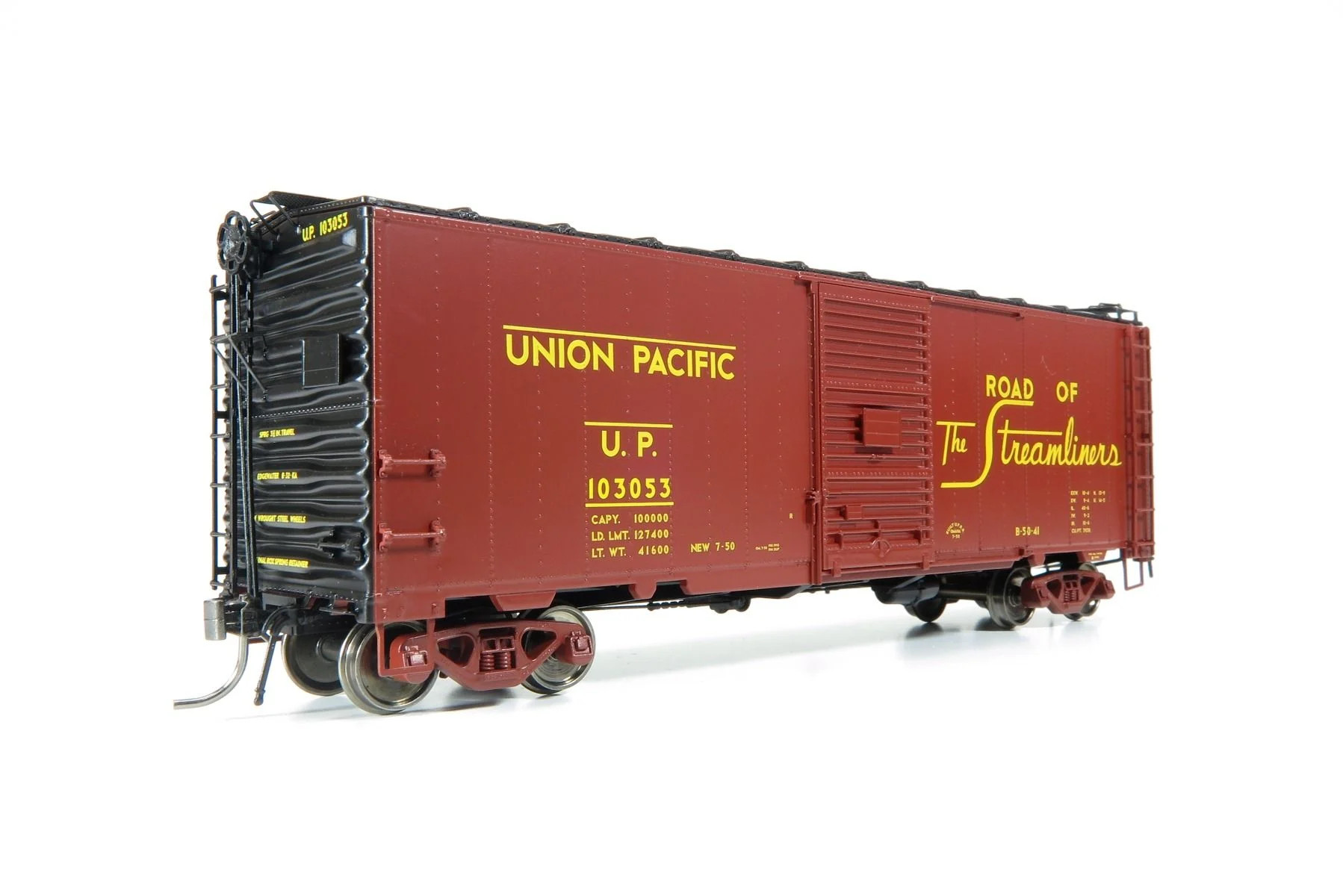Rapido Trains Inc HO 154003A Union Pacific 40' B-50-41 Boxcar UP '1950 Delivery Scheme - Streamliners Slogan' Set #1 Single Car