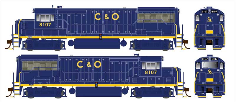 Bowser Executive Line HO 25129 DCC/Loksound V5 Equipped GE U25B Phase IIa Locomotive C & O 'Solid Blue - Merger Renumbering' C&O #8106