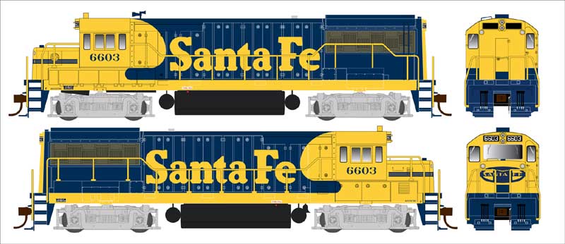 Bowser Executive Line HO 25174 DCC Ready GE U25B Phase IIa Locomotive Santa Fe 'Warbonnet' ATSF #6609