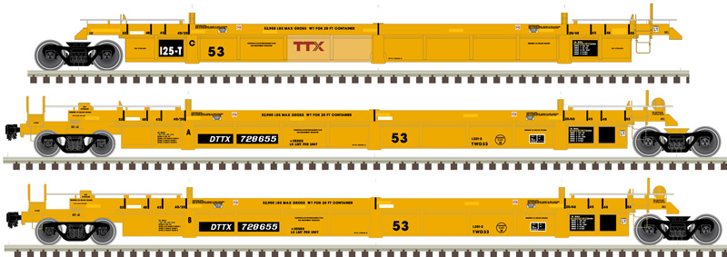 Atlas Master HO 20006627 Thrall Triple 53' Articulated Well Cars TTX 'Forward Thinking Small Logo' DTTX #728475