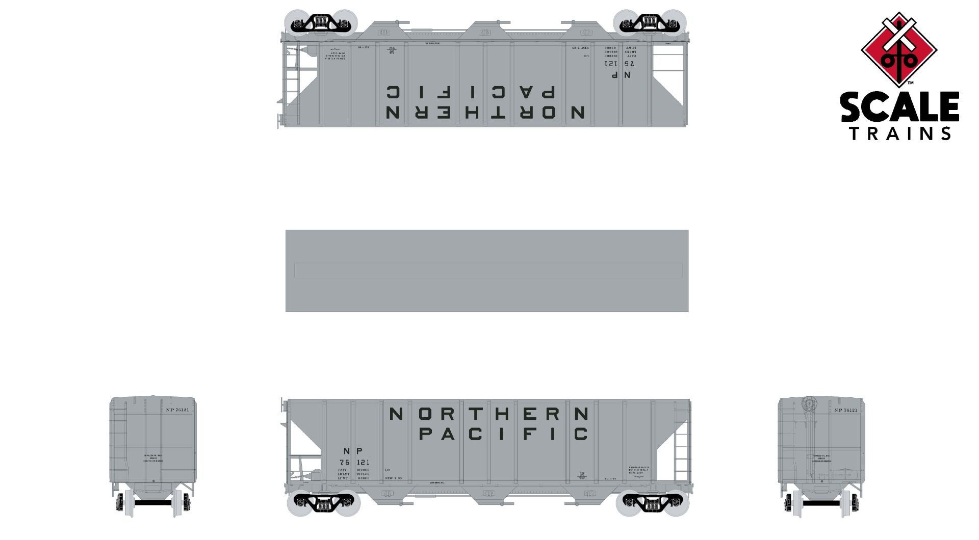 ExactRail N 53017-3 Pullman-Standard 4427 Covered Hopper Northern Pacific '1965 As Delivered - Billboard' NP #76147