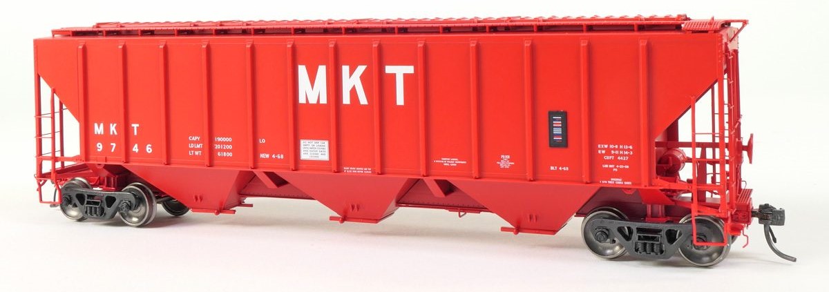 Tangent Scale Models HO 21028-02 Pullman-Standard PS-2 4427 High Side Covered Hopper Missouri–Kansas–Texas 'Delivery Red 4-1968' MKT #9608