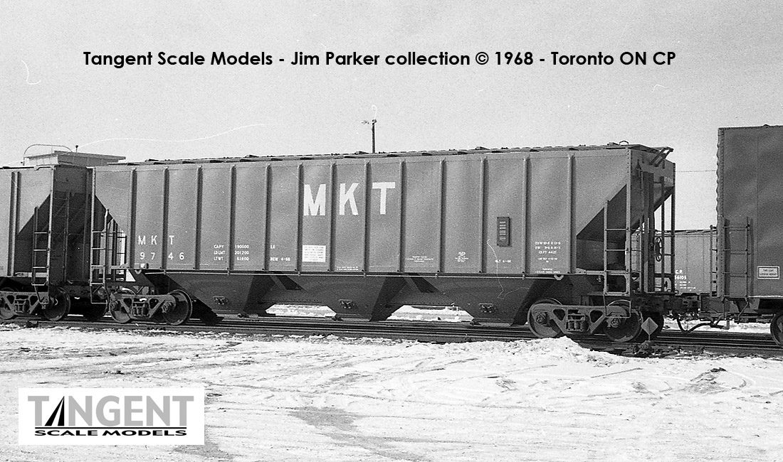Tangent Scale Models HO 21028-03 Pullman-Standard PS-2 4427 High Side Covered Hopper Missouri-Kansas-Texas 'Delivery Red 4-1968' MKT #9611