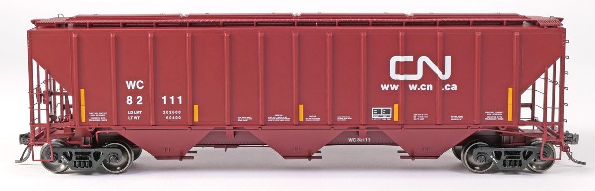 Tangent Scale Models HO 21031-03 Pullman-Standard PS-2 4427 High Side Covered Hopper Canadian National CN 'Ex-WC Conspicuity 2008+' WC #82111