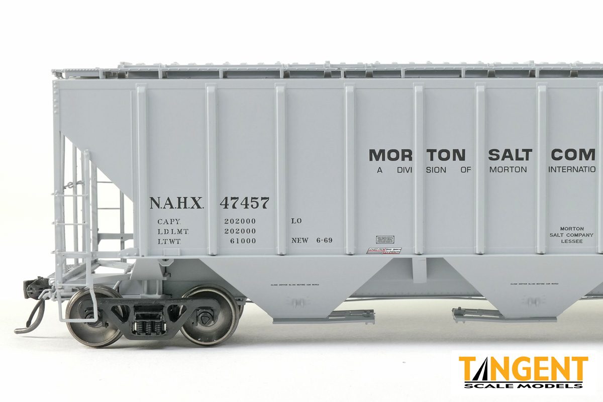 Tangent Scale Models HO 21033-02 Pullman-Standard PS-2 4427 High Side Covered Hopper NAHX 'Morton Salt 6-1969' NAHX #47459