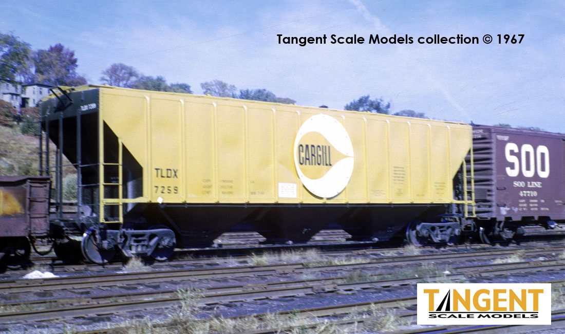 Tangent Scale Models HO 21034-03 Pullman-Standard PS-2 4427 High Side Covered Hopper TLDX 'Delivery Cargill 7-1967' TLDX #7262