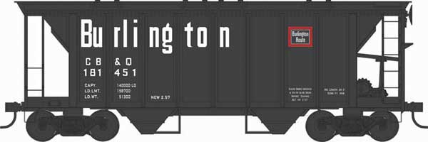 Bowser Executive Line HO 43247 70-Ton 2-Bay Covered Hopper w/Closed Sides Chicago, Burlington & Quincy CB&Q #181451