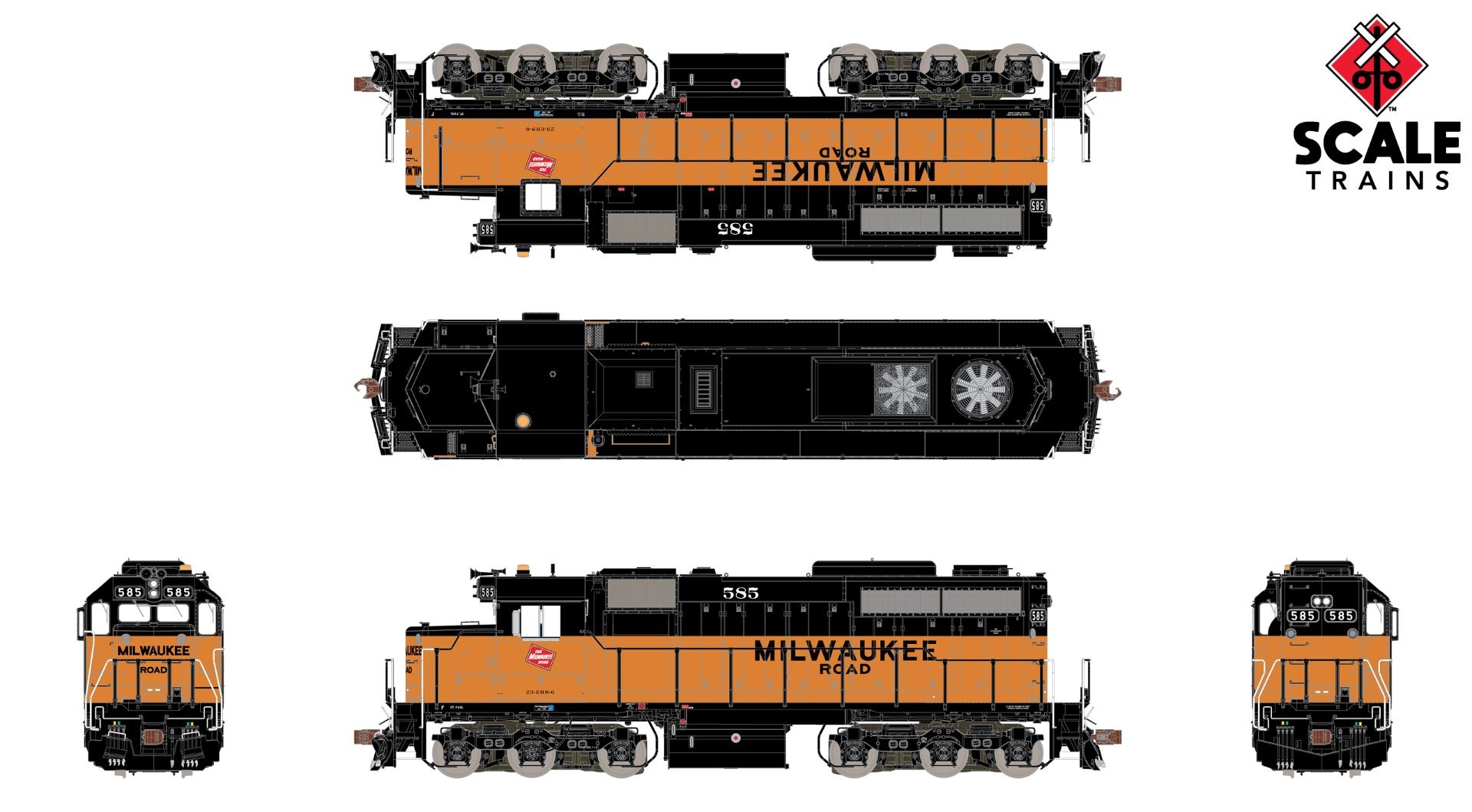 ScaleTrains Museum Quality HO SXT70070 DCC Ready EMD SDL39 Locomotive Milwaukee Road 'Billboard Lettering' MILW #589