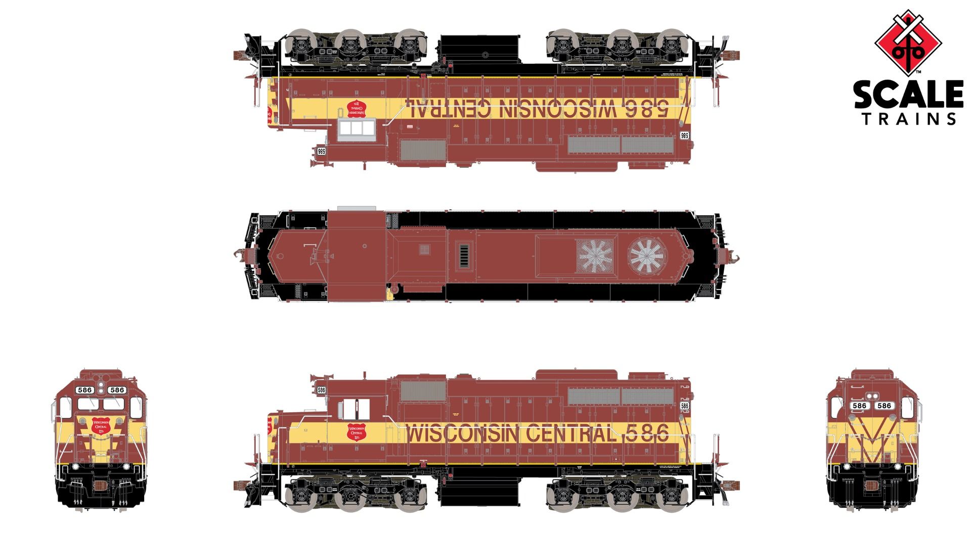 ScaleTrains Museum Quality HO SXT70077 DCC/ESU LokSound V5 Equipped EMD SDL39 Locomotive Wisconsin Central WC #588