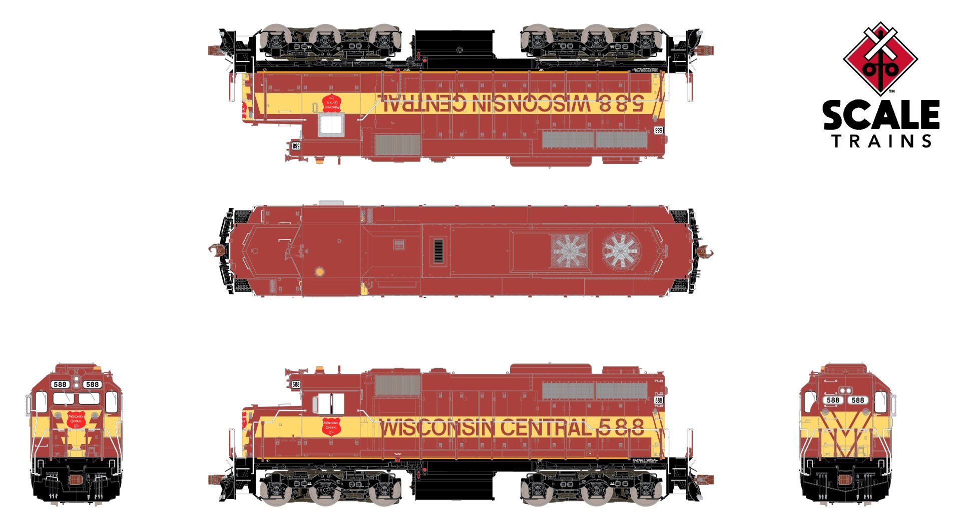 ScaleTrains Museum Quality HO SXT70077 DCC/ESU LokSound V5 Equipped EMD SDL39 Locomotive Wisconsin Central WC #588